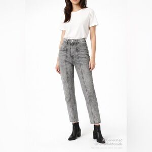Isabel Marant Étoile Grey Acid Wash Moto Jeans 26 (Fits 25–26)